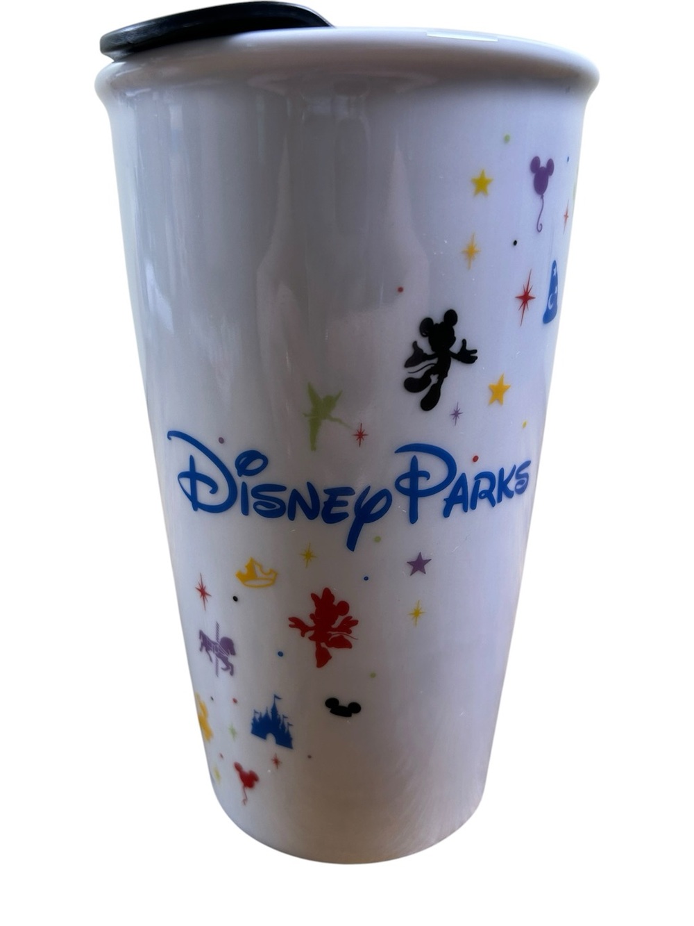 STARBUCKS Disney Parks Ceramic Travel Tumbler 12 Oz Mickey Minnie Icons